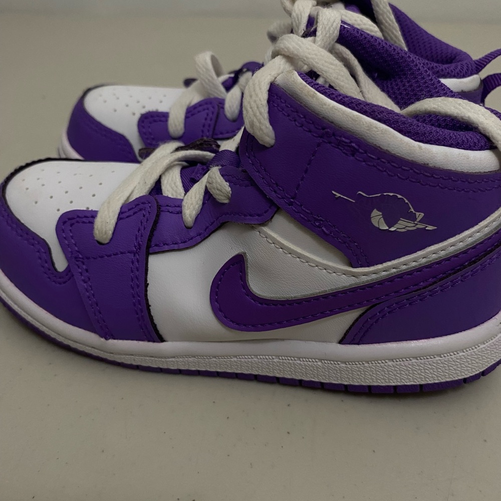 Kids Purple and White air jordan mid